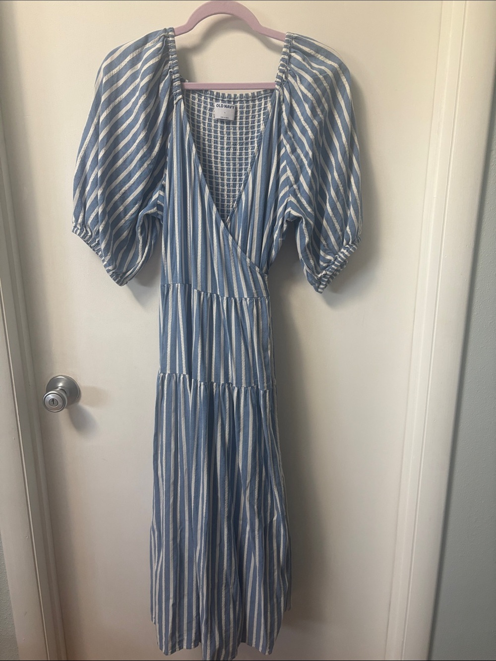 Old Navy %100 Cotton Wrap Dress with back smocking